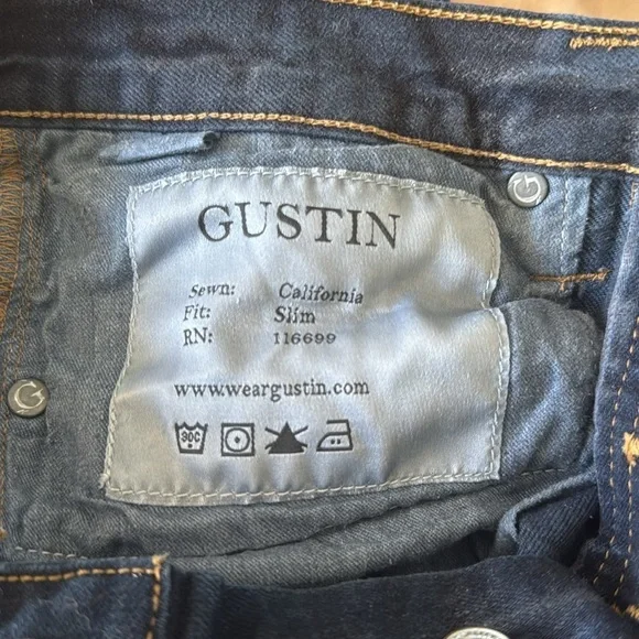 Gustin California Slim Selvedge Button FlyDenim Jeans Straight slim fit size 33